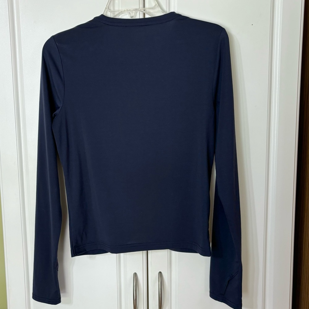 Athleta Long Sleeve Essence Twist Top, Navy Blue, Women’s Medium - Picture 6 of 13